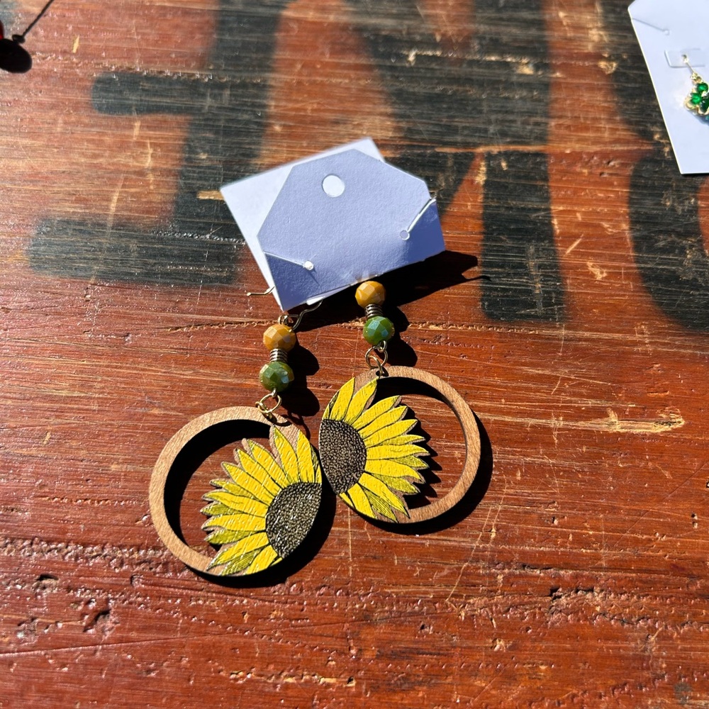 Sunflower Wooden Earrings